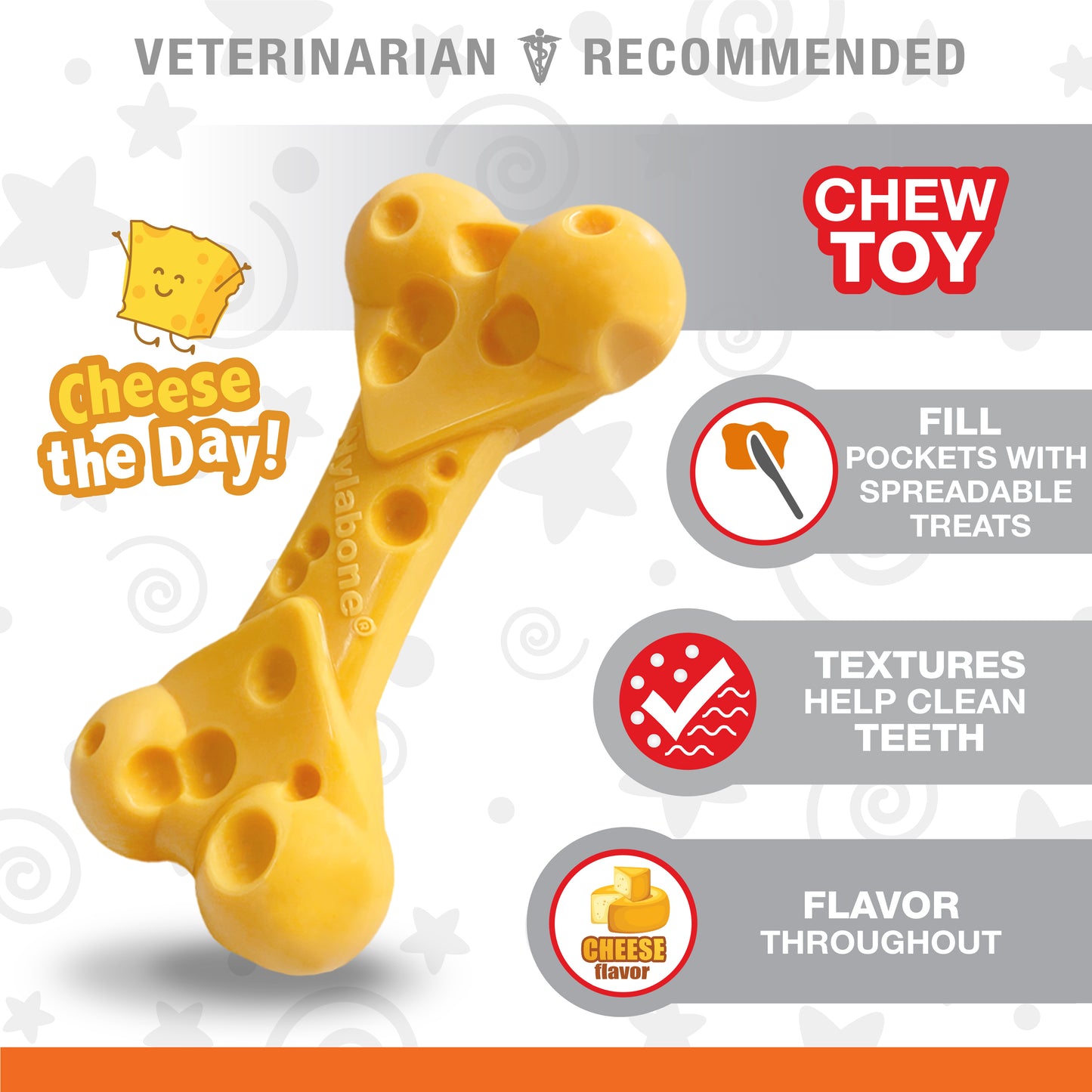 Nylabone Power chew Long Lasting Cheese Flavor Bone Dog Toy