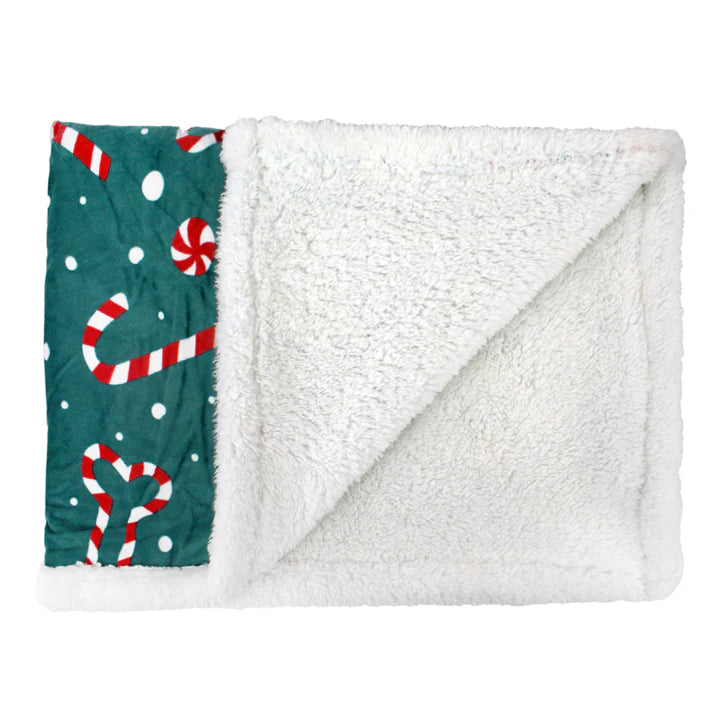 Pawpourri Candy Cane Xmas Blanket For Dogs & cats I Size- 30x40''