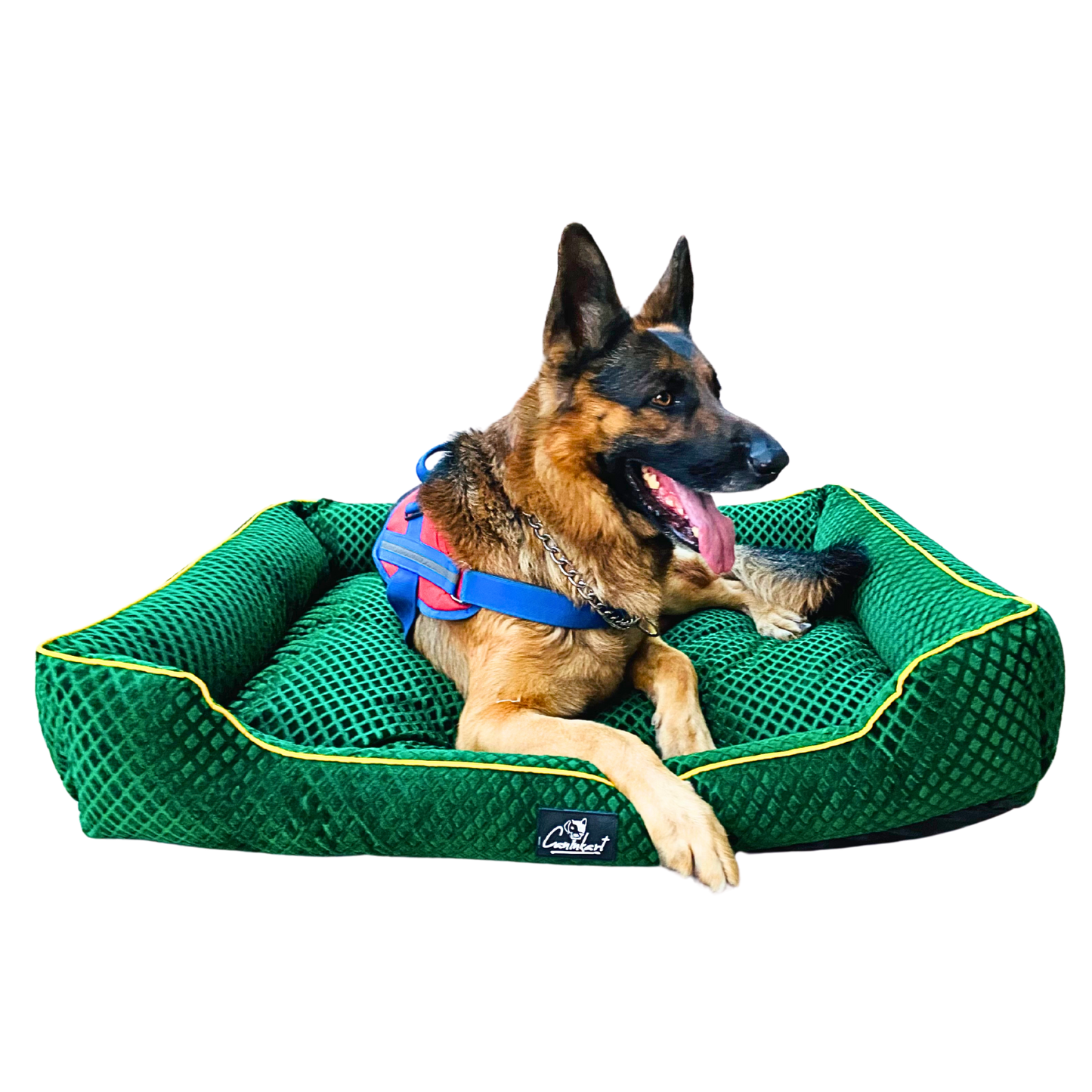 Caninkart Premium Pattern Lounger Bed Green For Dogs