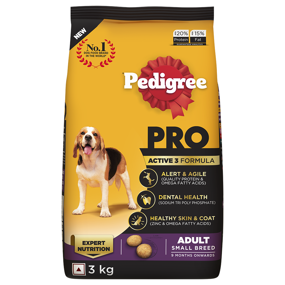 Pedigree Pro Adult Small Breed Dry Dog Food (9 Months Onwards) 3Kg