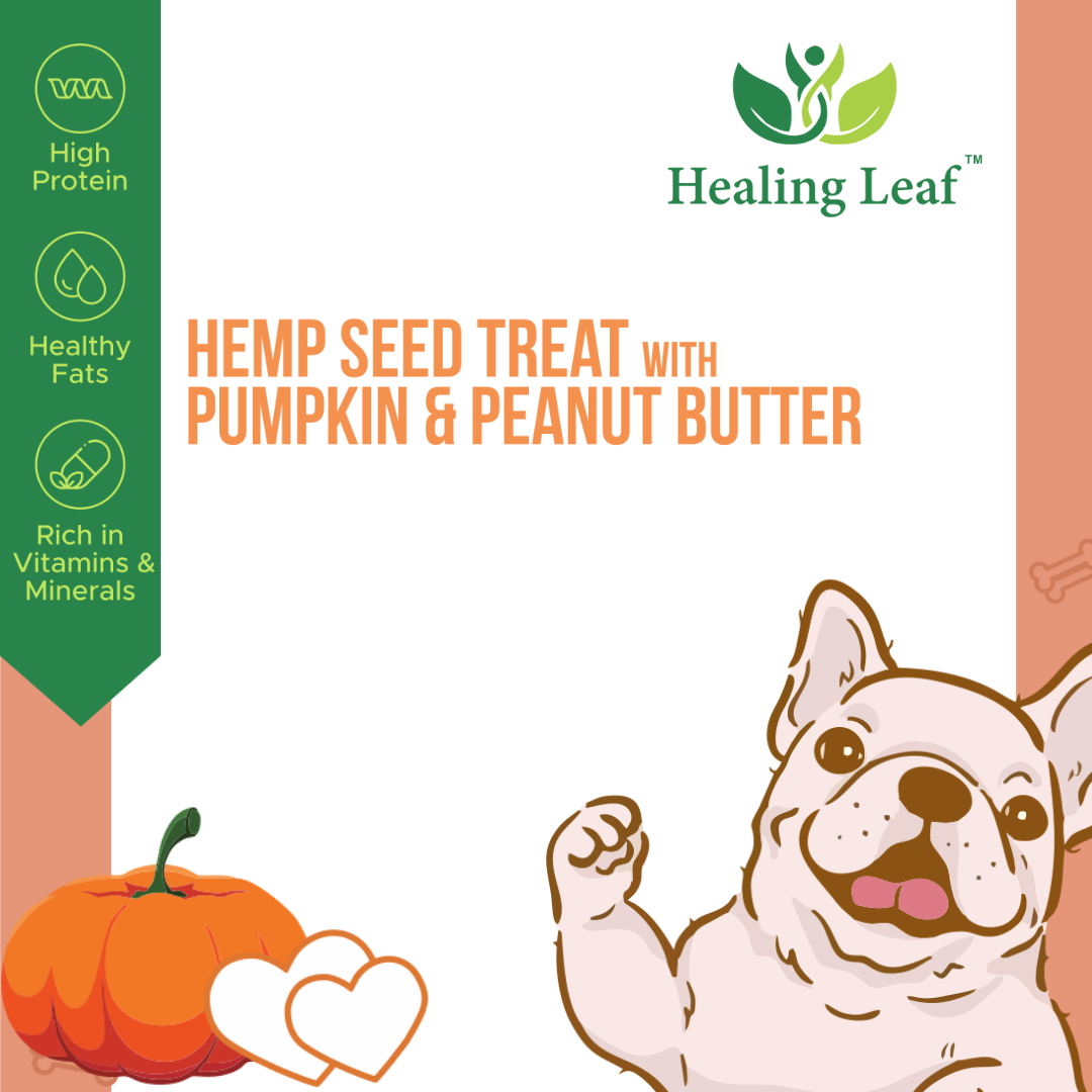 Healing Leaf Hemp Seed Vegetarian & Sustainable Dog Treat with Pumpkin & Peanut Butter 100gm