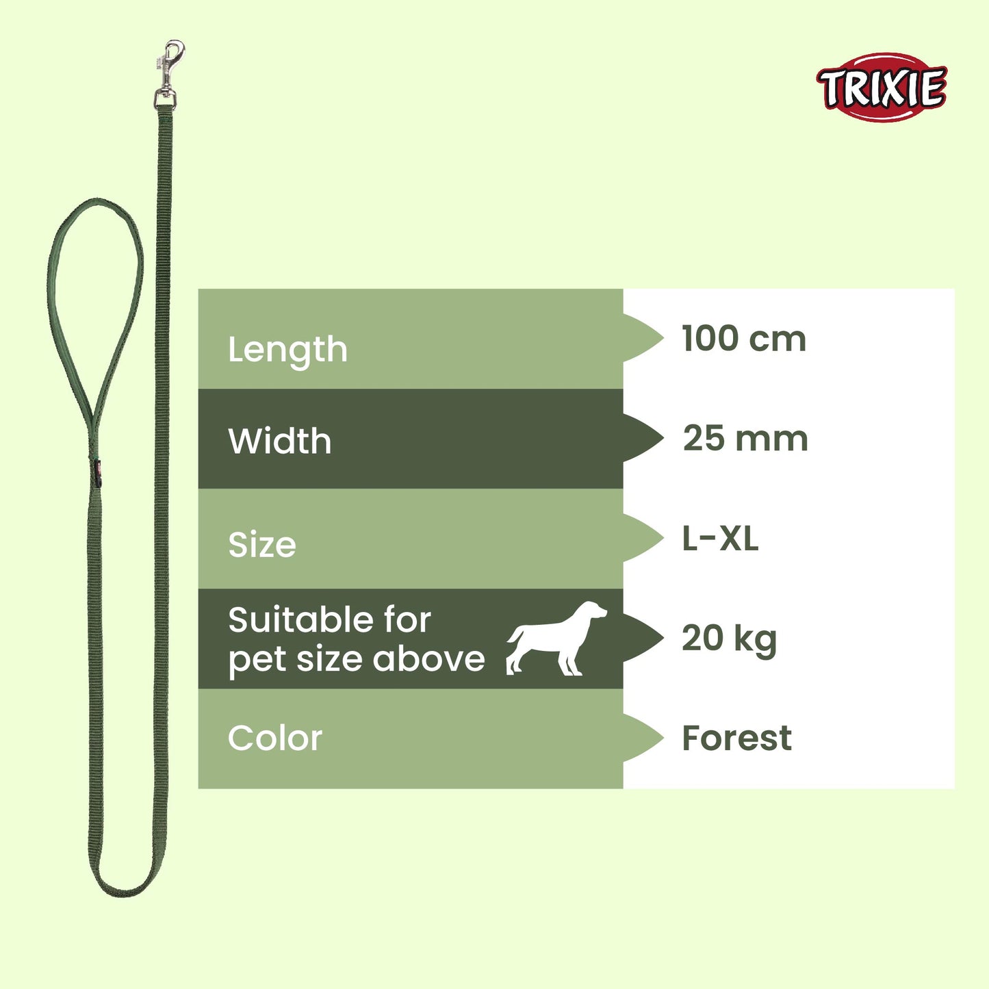 Trixie Premium Leash For Dog Forest Green XS-S 1.20m/15mm