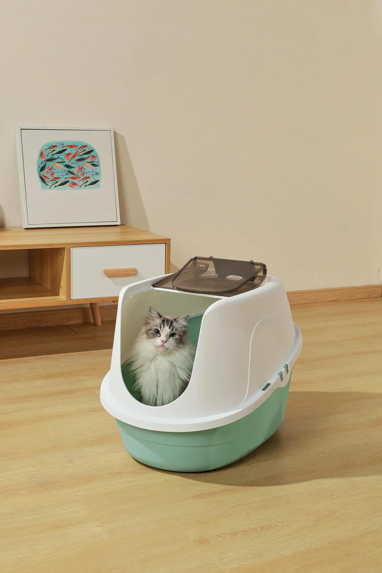M-Pets Eco Tima Cat Litter Box Sea Green 60.2 x 45.1 x 42.4 cm