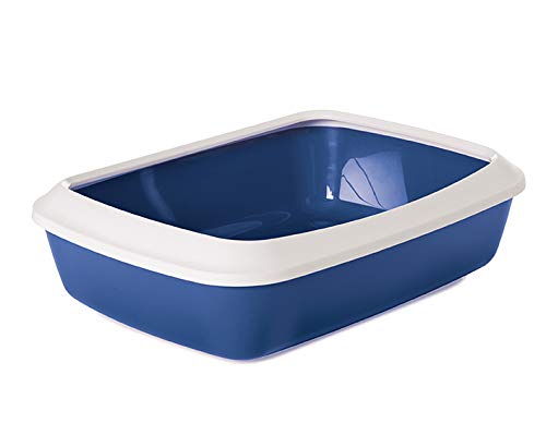 Savic Iriz 42 Cat Litter Tray with Rim | Size: 42x31.5x12.5cm | Nordic Blue