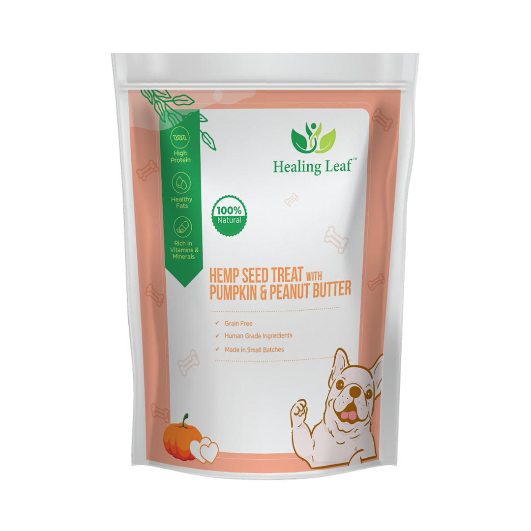 Healing Leaf Hemp Seed Vegetarian & Sustainable Dog Treat with Pumpkin & Peanut Butter 100gm