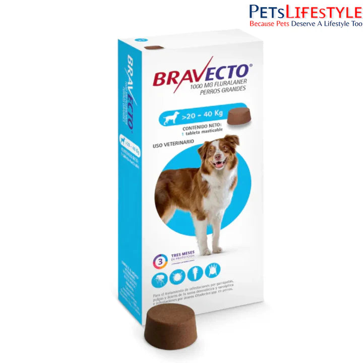 MSD Animal Health Bravecto 1 Chewable Tablet For Flea and Tick Control For Dogs (20 - 40Kg)