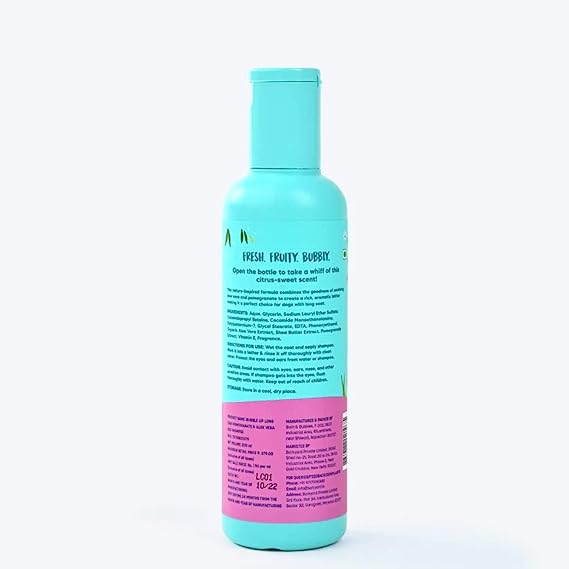 Bubble Up Long & Lush Pomegranate and Aloe Vera Long Coat Dog Shampoo Paraben Free- Sulfate Free 200ml