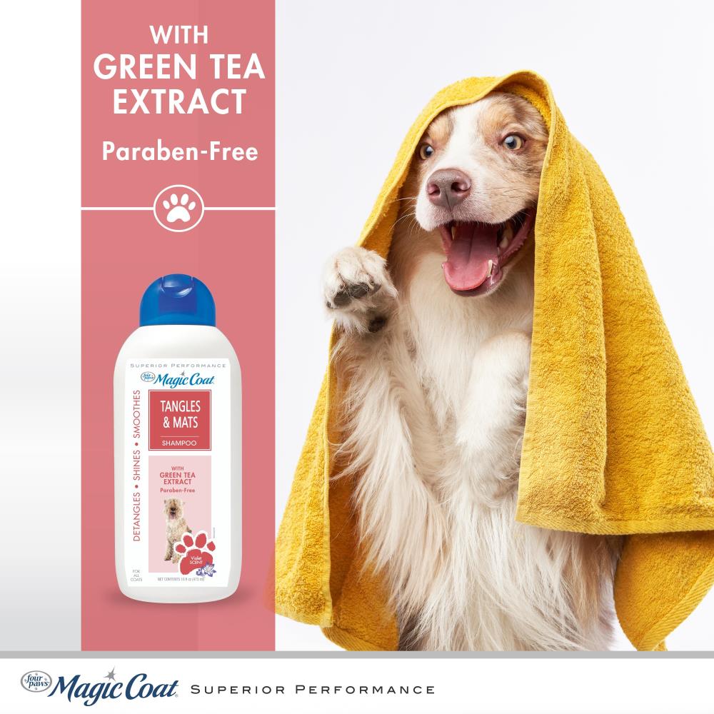 Four Paws Magic Coat Tangles & Mates Shampoo With Green Tea Extract Paraben Free Violet Scent 473ml