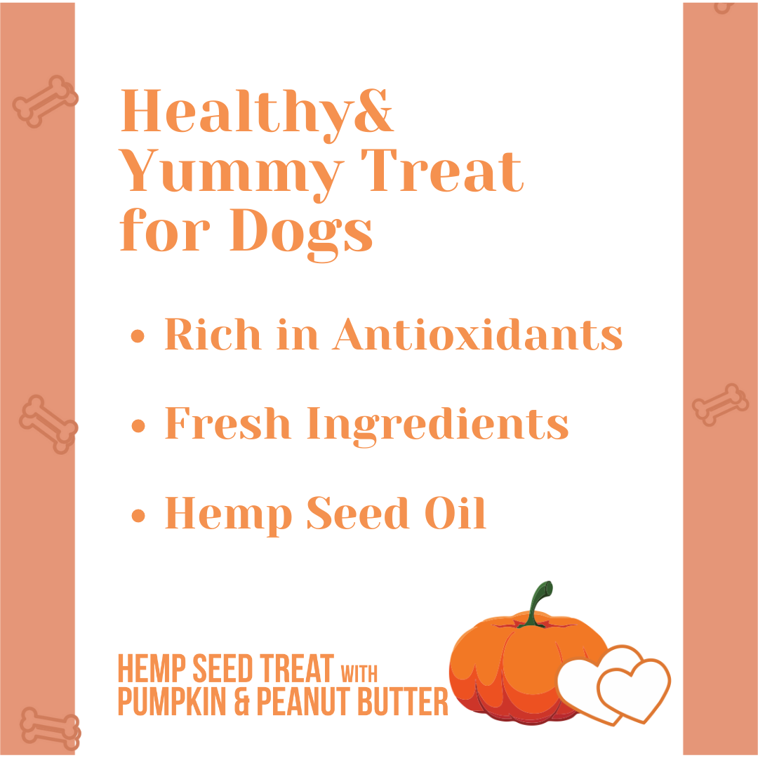 Healing Leaf Hemp Seed Vegetarian & Sustainable Dog Treat with Pumpkin & Peanut Butter 100gm