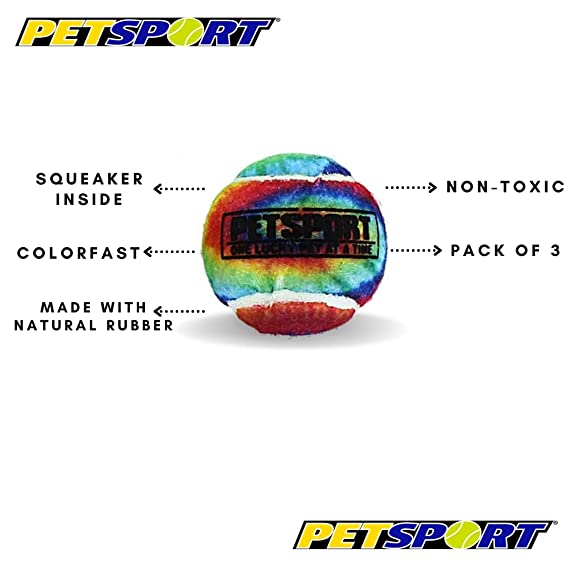 Petsport Tie Dye Squeaker Ball Toy For Dogs 3PK