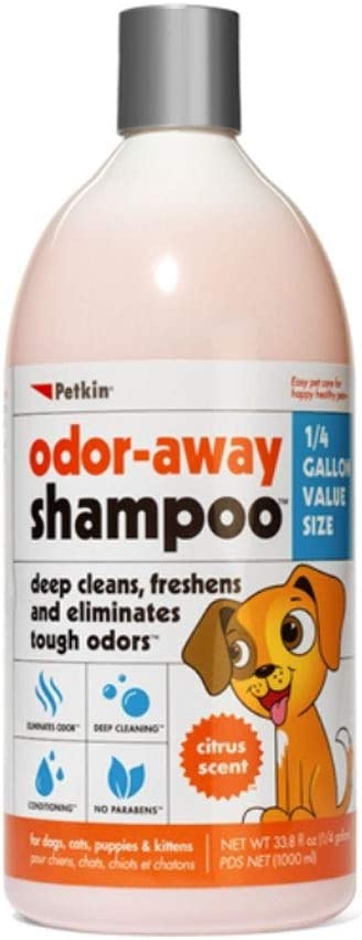 Petkin Odor Away Shampoo Citrus Scent Vegan & Cruelty-Free For Dogs & Cats 1L