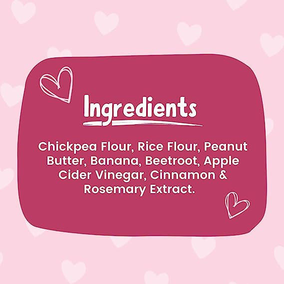 Freshwoof Mini Hearts Handmade Cookies Peanut Butter & Beetroot for Dogs 100% Natural Dog Treats Vegetarian Biscuits for Dogs 160g