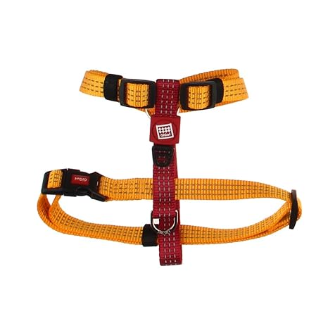 Gigwi Classic Line Secure H-Harness Reflective Material Breathable & Lightweight Harness For Dogs 15mmx30-50cm Yellow (Medium)