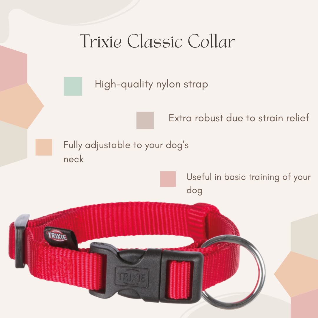 Trixie Classic Collar For Dogs Red M/L 35-55cm/20mm