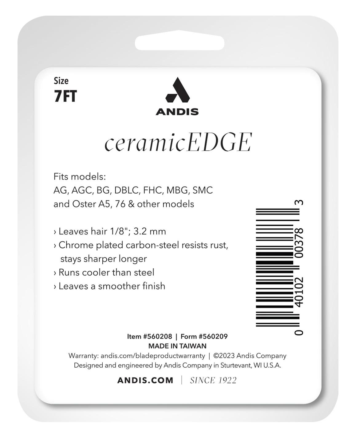 Andis Ceramic Blade, Size 7, w/24T Upper, 17T Lower