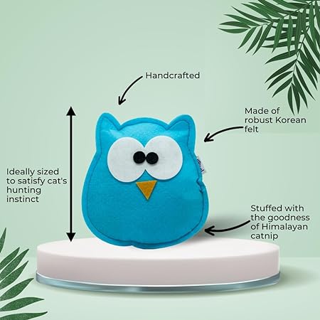 Hriku Catnip Toy Ghugghu Owl Light Blue L