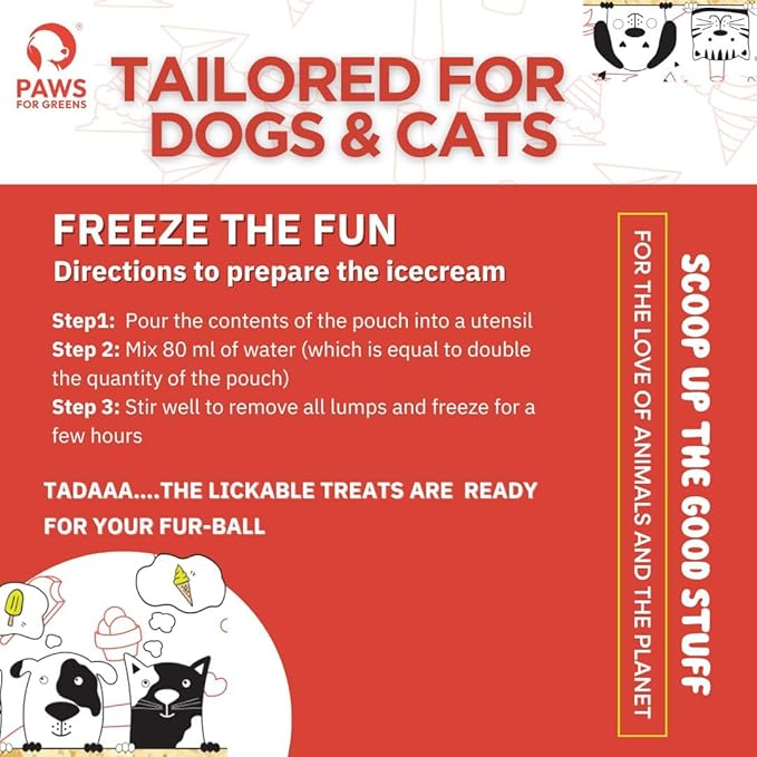 Paws For Greens Dog Ice Cream Premix Vegan & Plant Based Pet Treats Apple Flavor Pack of 2 40gm Each