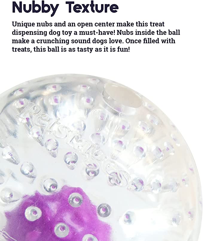 Petstages Nubbiez Treat & Squeak Dog Ball Purple Large