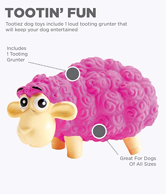 Outward Hound Tootiez Sheep Latex Rubber Dog Toy Small Pink 14x7cm