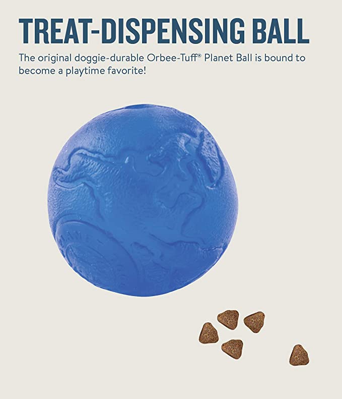 Petstages Orbee Tuff Planet Treat Dispenser Ball Royal Blue For Dogs