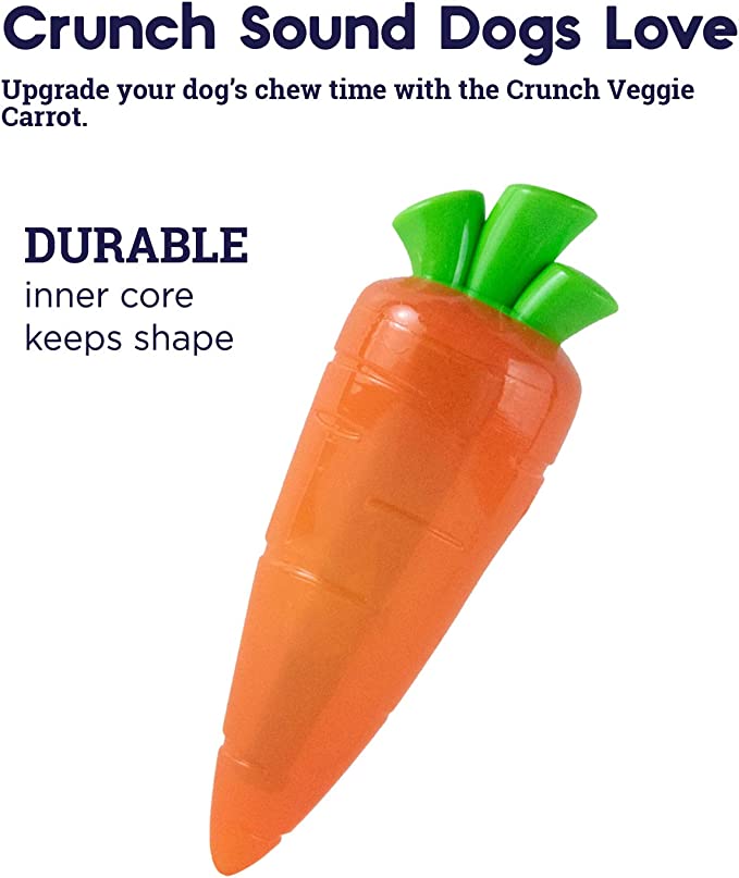 Petstages Crunch Veggies Carrot Orange Dog Toy Large