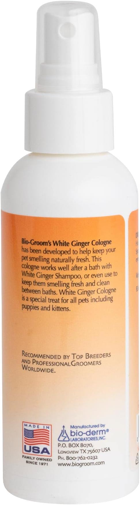 Bio-Groom White Ginger Vegan & Cruelty-free Long Lasting Dog Cologne Spray 118ml