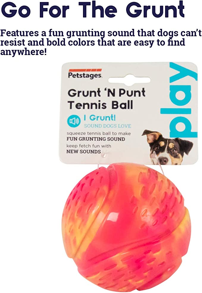 Petstages Squeeze & Grunt N' Punt Tennis Ball Dog Toy 3.25cm