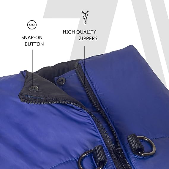 Zoomiez Ultimate Winter Dog Jacket with Built in Harness & Leash Attachment Windproof & Water Resistant - Blue