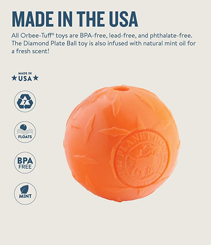 Petstages Orbee Tuff Diamond Plate Treat Dispenser Ball Grey Dog Toy Small