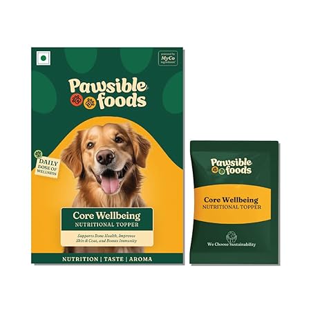 Pawsible Foods Nutritional & Taste Supplement Enhnaced Taste & Aroma Improved Skin & Coat Supports Bone Health & Immunity 100% Vegetarian 15 Sachets