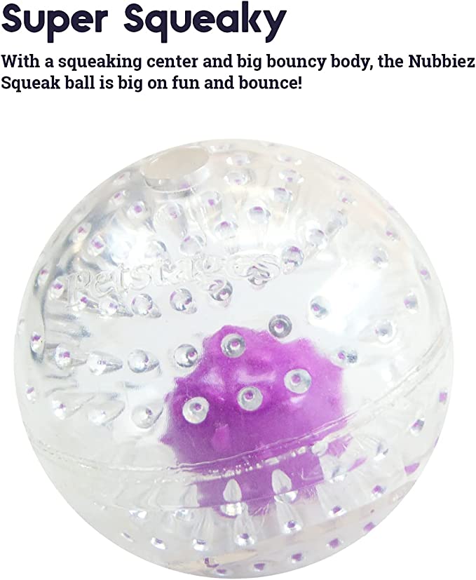 Petstages Nubbiez Treat & Squeak Dog Ball Purple Large