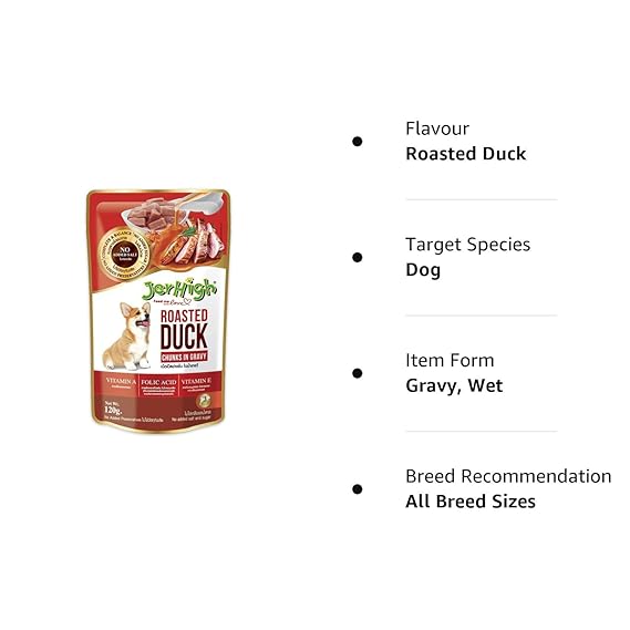 Jer High Roasted Duck Chunks in Gravy Wet Dog Food 120gm
