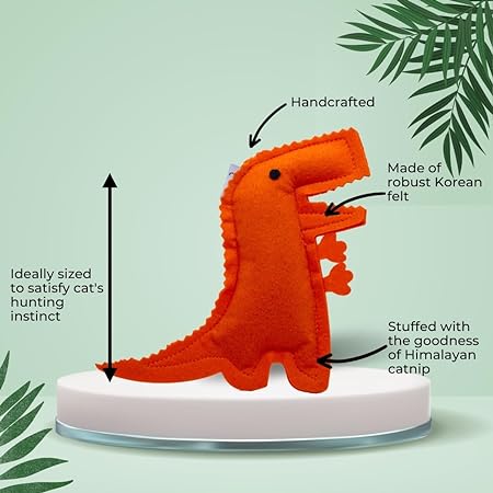 Hriku Catnip Toy Bheemsarat Dinosaur Orange M