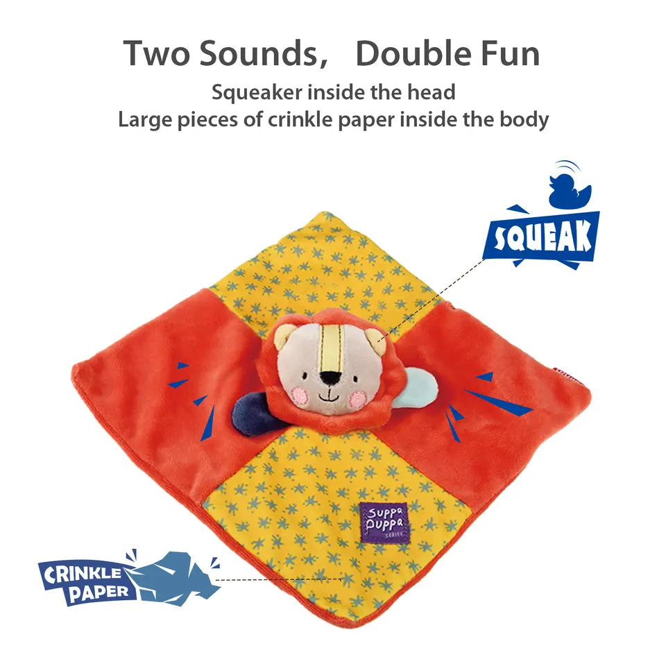 Gigwi Suppa Puppa Squeaker Mat Lion Dog Toy Small 21 x 21 4cm