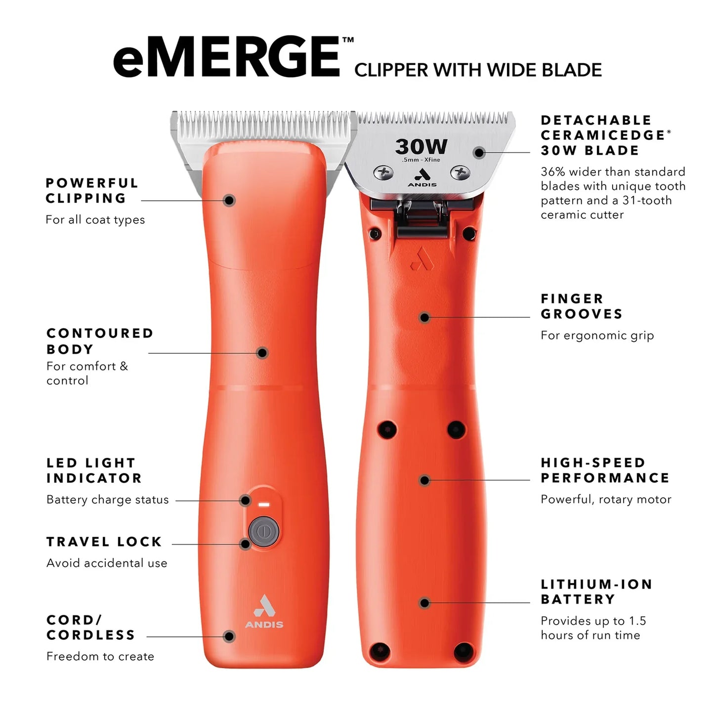 RDLC-1 Emerge Wide Blade Clipper- Orange