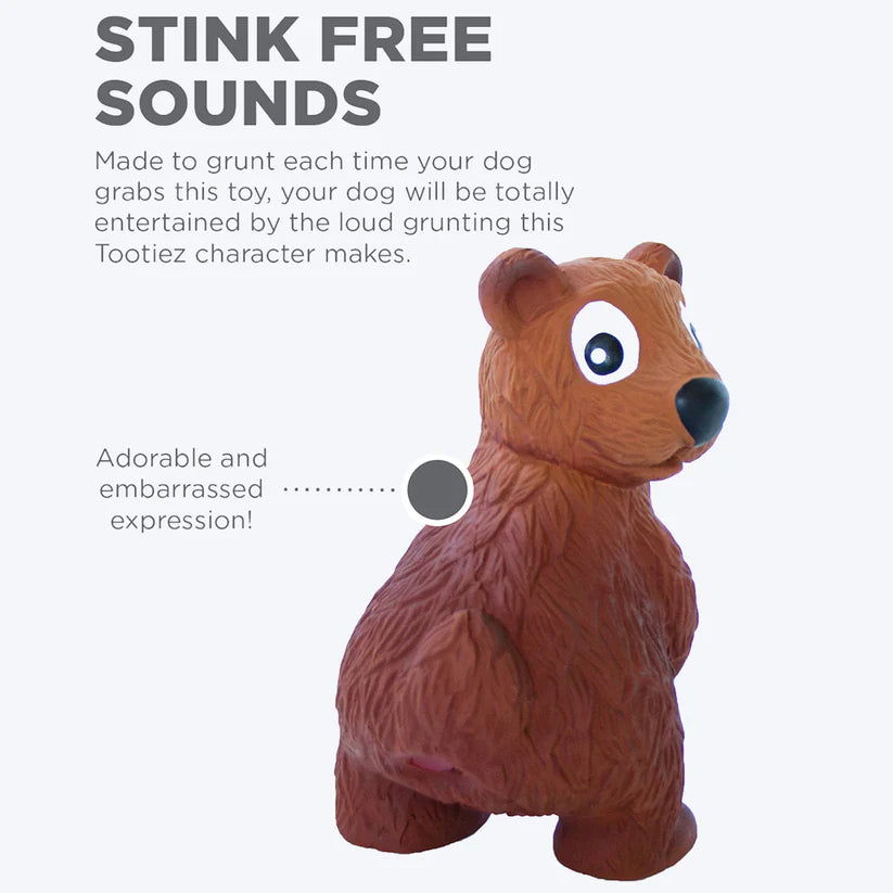 Outward Hound Tootiez Bear Latex Rubber Dog Toy Small Brown 13x8cm