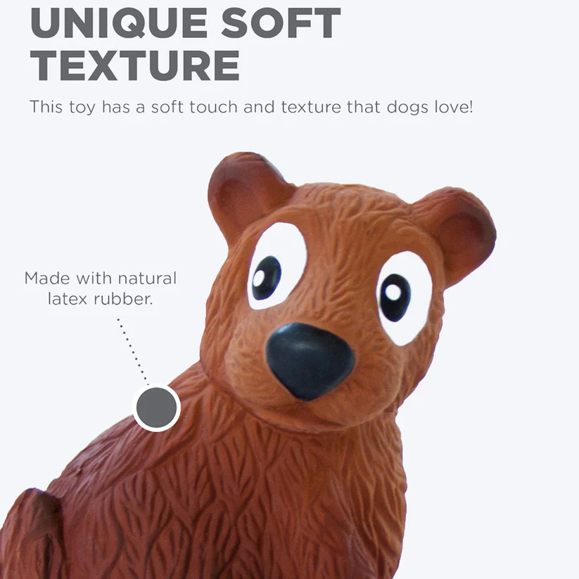 Outward Hound Tootiez Bear Latex Rubber Dog Toy Small Brown 13x8cm