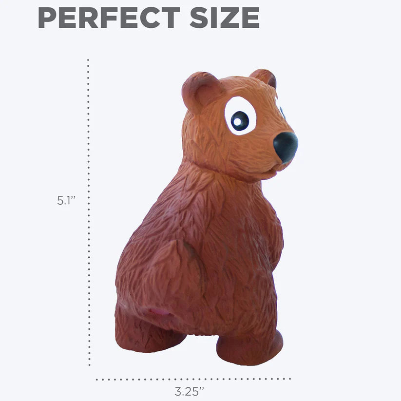 Outward Hound Tootiez Bear Latex Rubber Dog Toy Small Brown 13x8cm