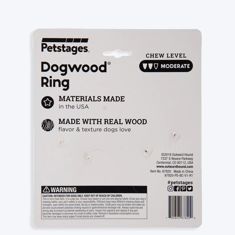 Petstages Dogwood Ring Dog Chew Toy Small Brown 9x10cm
