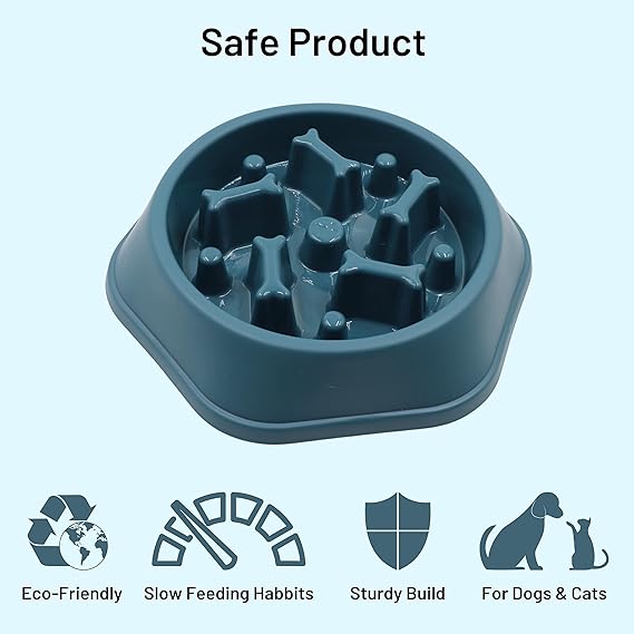 Tails Nation Plastic Slow Feeder Bowl Available in various Colors