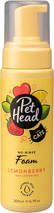 Pet Head No-Rinse Foam Lemon Berry with Lemon Oil For Cats 200ml