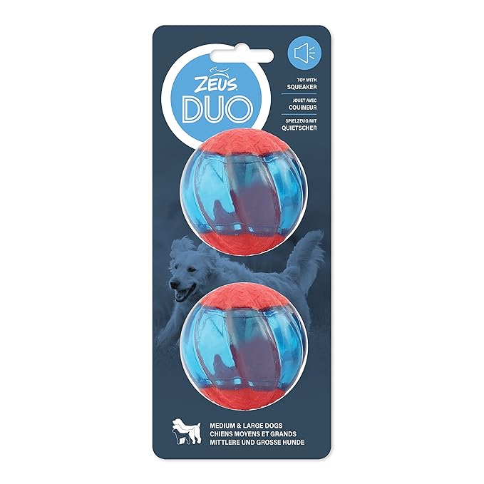 Zeus Duo Ball with Squeaker Dog Toy