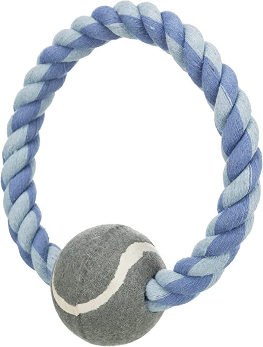 Trixie Ring Rope With Tennis Ball Toy For Dogs 18cm Assorted