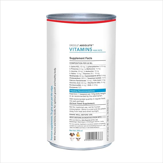 Drools Absolute Vitamins Syrup Dog Supplement 300ml