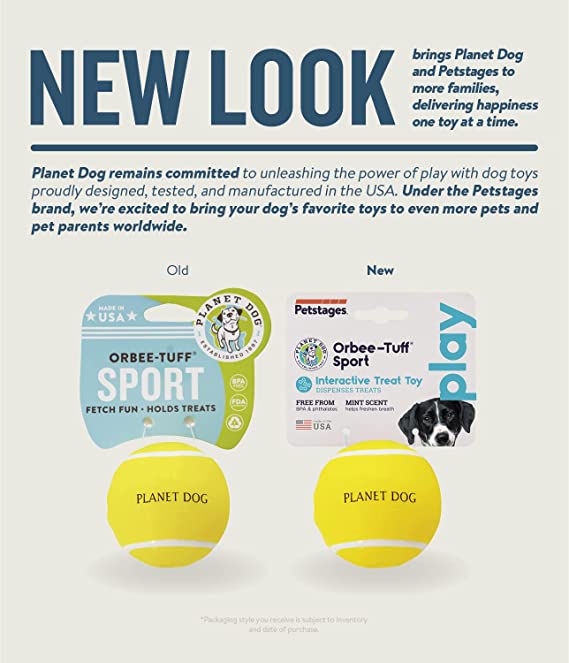 Petstages Orbee Tuff Tennis Treat Dispenser Ball Yellow Dog Toy 2.5inch