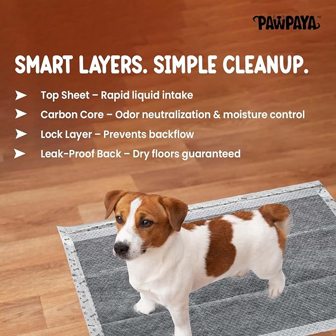 Pawpaya Training Pads Carbon Activated Technology Leak-Proof Ultra Absorbent for Dogs and Puppies 60cm x 90cm 14pcs