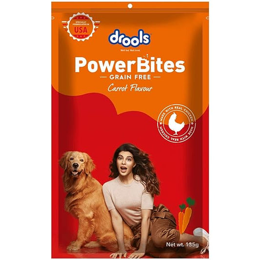 Drools Power Bites Carrot Flavor With Real Chicken Grain Free Treat For Dogs 135gm