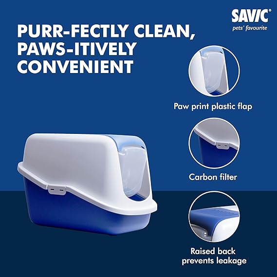 Savic Nestor Cat Toilet Home | Nordic Blue | Size: 56x39x38.5cm