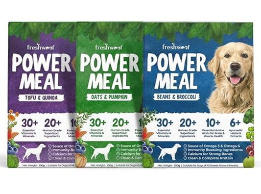 Freshwoof Power Meal Vegan & Cruelty-free Food All Flavor Combo Pack of 3 250g Each