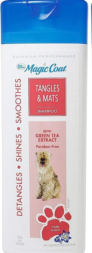 Four Paws Magic Coat Tangles & Mates Shampoo With Green Tea Extract Paraben Free Violet Scent 473ml